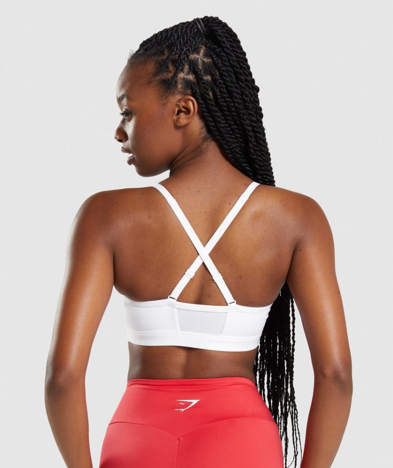 Women's Gymshark Ruched Sports Bra White | NZ 3IUGWF